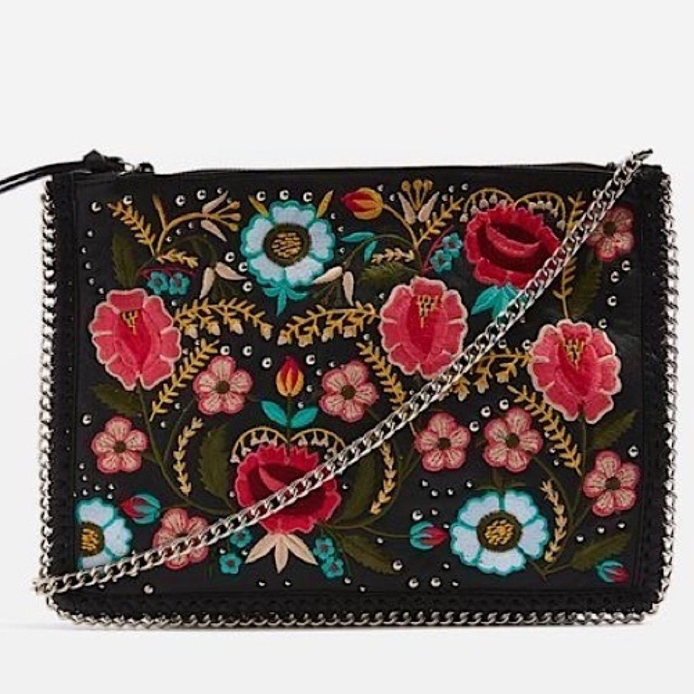 Top Shop Embroidered cross body bag or clutch